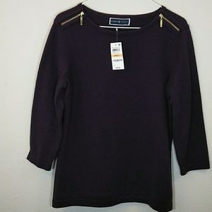 Karen Scott Women's Zipper Shoulder Top